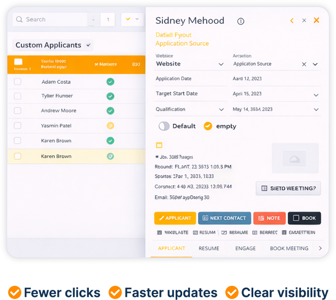 Applicant Management dashboard in ATS Mako