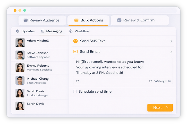 Bulk messaging interface